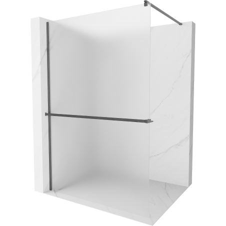 Mexen Kioto+ paroi de douche avec étagère Walk-in 130 x 200 cm, givré, gris gunny brossé - 800-130-121-66-30