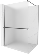 Mexen Kioto+ paroi de douche avec étagère Walk-in 140 x 200 cm, verre givré, gris foncé brossé - 800-140-121-66-30