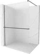 Mexen Kioto+ paroi de douche avec étagère Walk-in 100 x 200 cm, givré, gun metal - 800-100-121-95-30