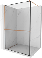 Mexen Kioto+ paroi de douche avec étagère Walk-in 100 x 200 cm, cadre noir, cuivre brossé - 800-100-121-65-70