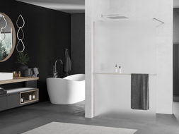 Mexen Kioto+ paroi de douche avec étagère Walk-in 80 x 200 cm, verre givré, nickel brossé - 800-080-121-97-30