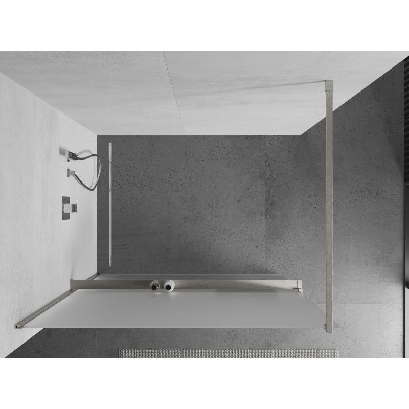 Mexen Kioto+ paroi de douche avec étagère à l'italienne 100 x 200 cm, givré, nickel brossé - 800-100-121-97-30