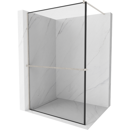 Mexen Kioto+ paroi de douche avec étagère Walk-in 70 x 200 cm, motif noir, nickel brossé - 800-070-121-97-70