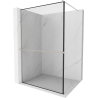 Mexen Kioto+ paroi de douche avec étagère Walk-in 70 x 200 cm, motif noir, nickel brossé - 800-070-121-97-70