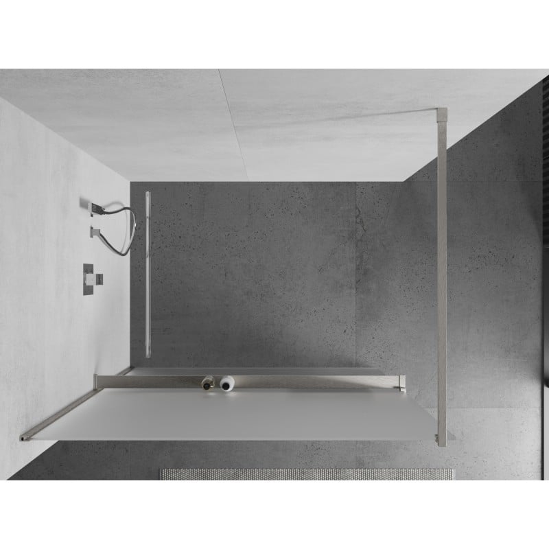 Mexen Kioto+ paroi de douche avec étagère Walk-in 130 x 200 cm, givré, nickel brossé - 800-130-121-97-30