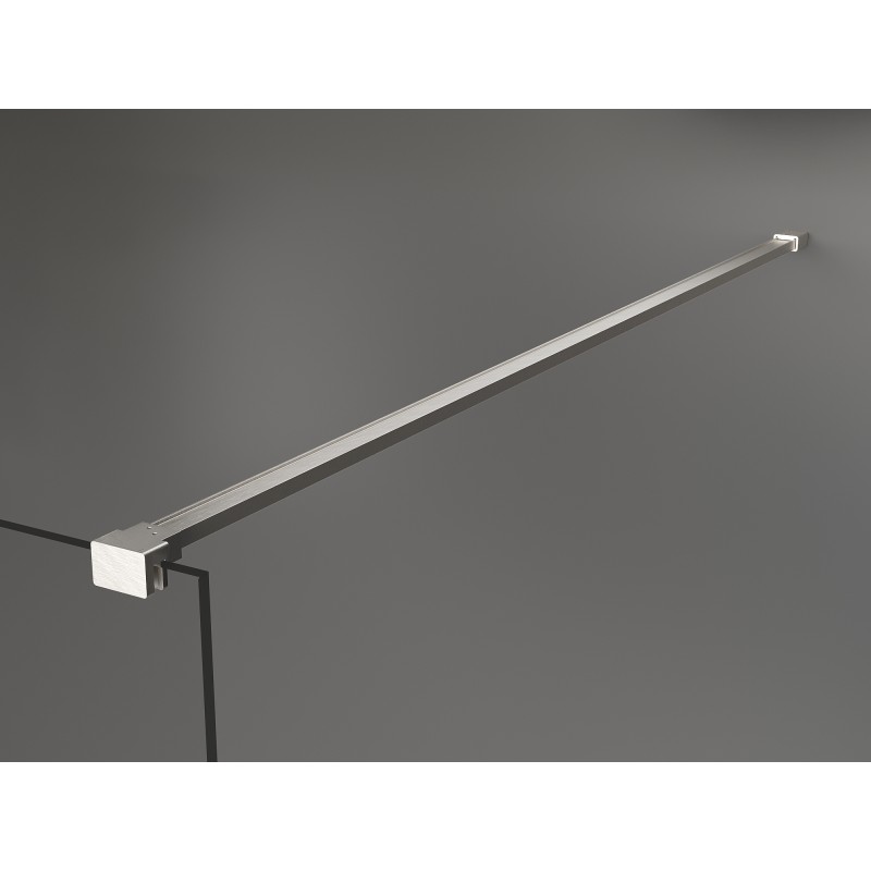 Mexen Kioto+ paroi de douche avec étagère Walk-in 100 x 200 cm, cadre noir, nickel brossé - 800-100-121-97-70