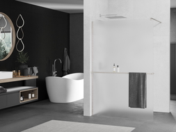 Mexen Kioto+ paroi de douche avec étagère Walk-in 140 x 200 cm, givré, nickel brossé - 800-140-121-97-30