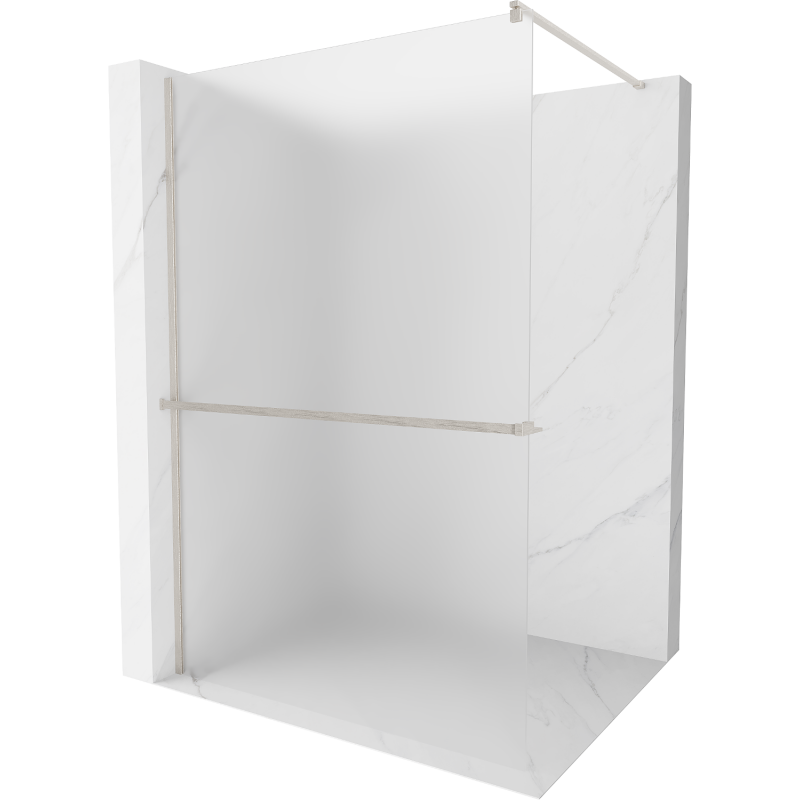 Mexen Kioto+ paroi de douche avec étagère Walk-in 140 x 200 cm, verre dépoli, nickel brossé - 800-140-121-97-30