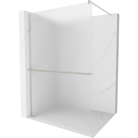 Mexen Kioto+ paroi de douche avec étagère Walk-in 140 x 200 cm, verre dépoli, nickel brossé - 800-140-121-97-30