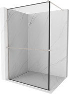 Mexen Kioto+ paroi de douche avec étagère Walk-in 140 x 200 cm, motif noir, nickel brossé - 800-140-121-97-70
