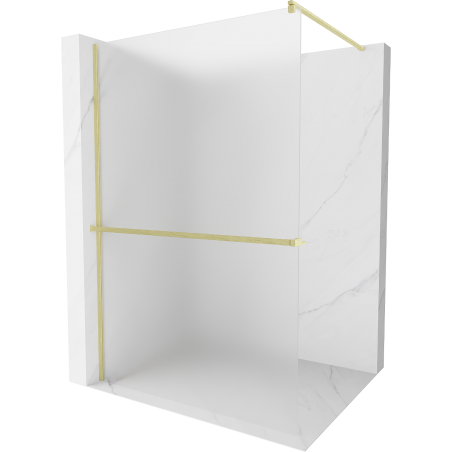 Mexen Kioto+ paroi de douche avec étagère Walk-in 100 x 200 cm, givré, or brossé - 800-100-121-55-30