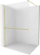 Mexen Kioto+ paroi de douche avec étagère Walk-in 120 x 200 cm, verre givré, finition dorée - 800-120-121-55-30