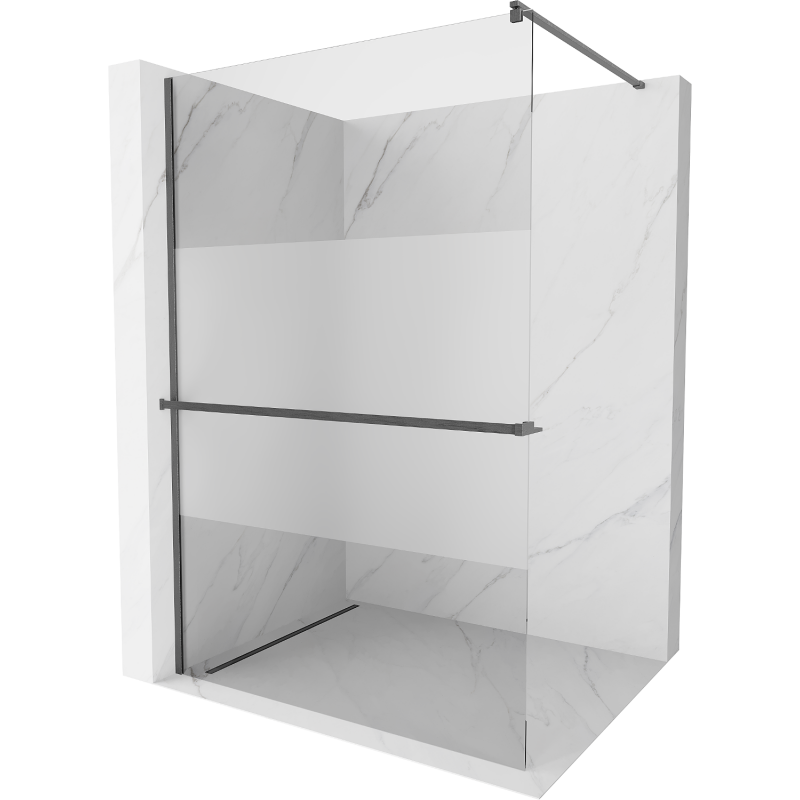 Mexen Kioto+ paroi de douche avec étagère Walk-in 110 x 200 cm, transparent/mat, gris gun brossé - 800-110-121-66-35