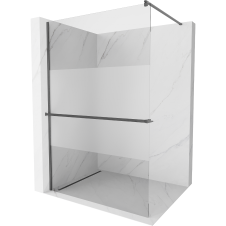 Mexen Kioto+ paroi de douche avec étagère Walk-in 110 x 200 cm, transparent/mat, gris gun brossé - 800-110-121-66-35
