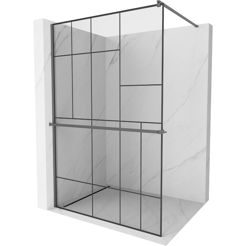 Mexen Kioto+ paroi de douche Walk-in 110 x 200 cm, motif noir, gun metal - 800-110-121-95-78