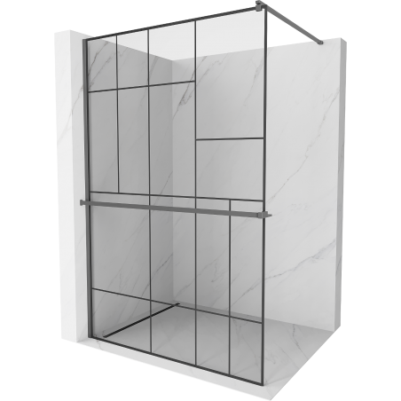 Mexen Kioto+ paroi de douche Walk-in 110 x 200 cm, motif noir, gun metal - 800-110-121-95-78