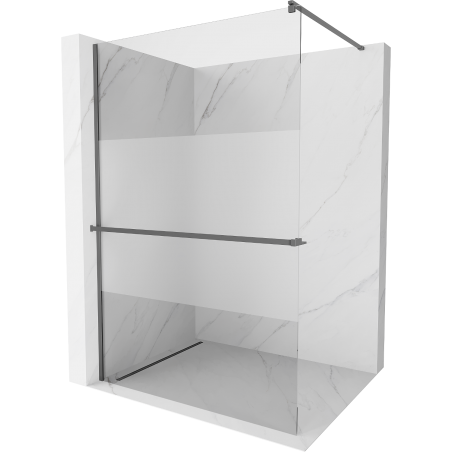 Mexen Kioto+ paroi de douche avec étagère Walk-in 70 x 200 cm, transparent/givre, métal canon - 800-070-121-95-35