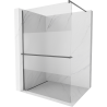 Mexen Kioto+ paroi de douche avec étagère Walk-in 100 x 200 cm, transparent/frosté, gun metal - 800-100-121-95-35