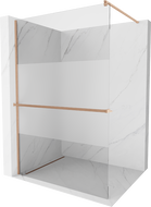 Mexen Kioto+ paroi de douche avec étagère Walk-in 80 x 200 cm, transparent/givre, cuivre brossé - 800-080-121-65-35