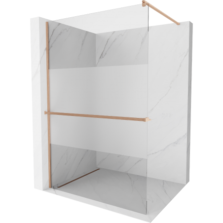 Mexen Kioto+ cloison de douche avec étagère Walk-in 140 x 200 cm, transparent/givré, cuivre brossé - 800-140-121-65-35