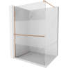 Mexen Kioto+ cloison de douche avec étagère Walk-in 140 x 200 cm, transparent/givré, cuivre brossé - 800-140-121-65-35