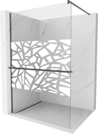 Mexen Kioto+ paroi de douche avec étagère Walk-in 140 x 200 cm, motif blanc, gris canons brossé - 800-140-121-66-85