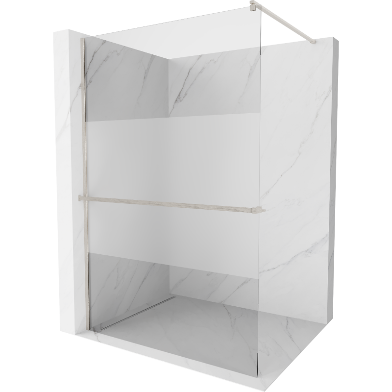 Mexen Kioto+ paroi de douche avec étagère Walk-in 100 x 200 cm, transparent/décoloré, nickel brossé - 800-100-121-97-35