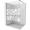 Mexen Kioto+ paroi de douche avec étagère Walk-in 140 x 200 cm, motif blanc, couleur gun metal - 800-140-121-95-85