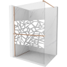 Mexen Kioto+ paroi de douche avec étagère Walk-in 100 x 200 cm, motif blanc, laiton brossé - 800-100-121-65-85