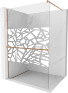 Mexen Kioto+ paroi de douche avec étagère Walk-in 100 x 200 cm, motif blanc, cuivre brossé - 800-100-121-65-85