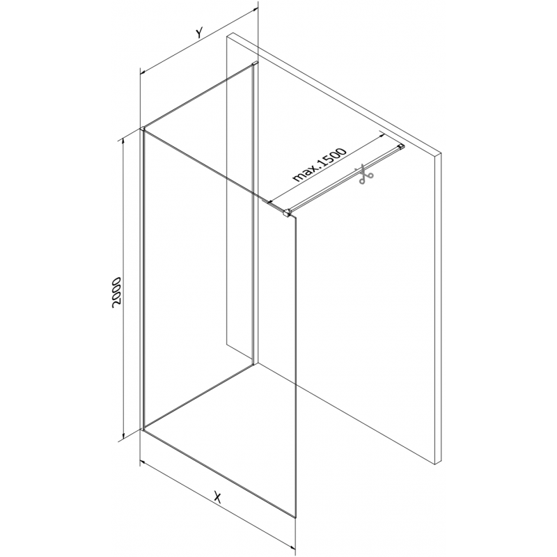 Mexen Kioto paroi de douche Walk-in 140 x 80 cm, transparent, nickel brossé - 800-140-212-97-00-080