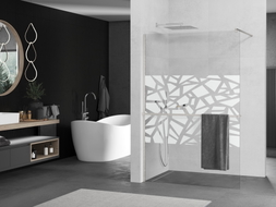 Mexen Kioto+ cloison de douche avec étagère Walk-in 90 x 200 cm, motif blanc, nickel brossé - 800-090-121-97-85