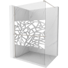 Mexen Kioto+ paroi de douche avec étagère Walk-in 100 x 200 cm, motif blanc, nickel brossé - 800-100-121-97-85