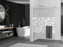 Mexen Kioto+ paroi de douche avec étagère Walk-in 140 x 200 cm, motif blanc, nickel brossé - 800-140-121-97-85