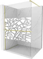 Mexen Kioto+ paroi de douche avec étagère Walk-in 140 x 200 cm, motif blanc, finition dorée - 800-140-121-55-85