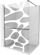 Mexen Kioto+ paroi de douche avec étagère Walk-in 70 x 200 cm, motif blanc, gris gun brossé - 800-070-121-66-97