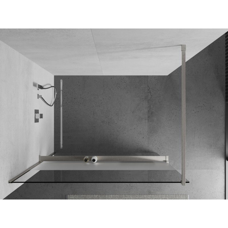 Mexen Kioto+ paroi de douche avec étagère Walk-in 130 x 200 cm, transparent/givré, nickel brossé - 800-130-121-97-35