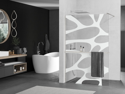 Mexen Kioto+ paroi de douche avec étagère Walk-in 70 x 200 cm, motif blanc, nickel brossé - 800-070-121-97-97