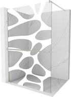 Mexen Kioto+ paroi de douche avec étagère Walk-in 70 x 200 cm, motif blanc, nickel brossé - 800-070-121-97-97