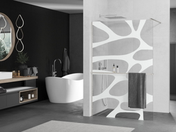Mexen Kioto+ paroi de douche avec étagère Walk-in 110 x 200 cm, vague blanche, nickel brossé - 800-110-121-97-97