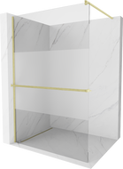 Mexen Kioto+ paroi de douche avec étagère Walk-in 140 x 200 cm, transparent/verre dépoli, or brossé - 800-140-121-55-35