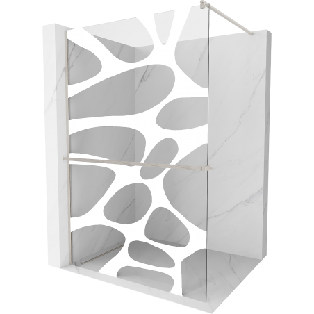 Mexen Kioto+ paroi de douche avec étagère Walk-in 120 x 200 cm, motif blanc, nickel brossé - 800-120-121-97-97