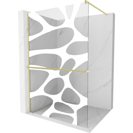 Kioto+ Mexen paroi de douche avec étagère Walk-in 70 x 200 cm, motif blanc, finition dorée brossée - 800-070-121-55-97