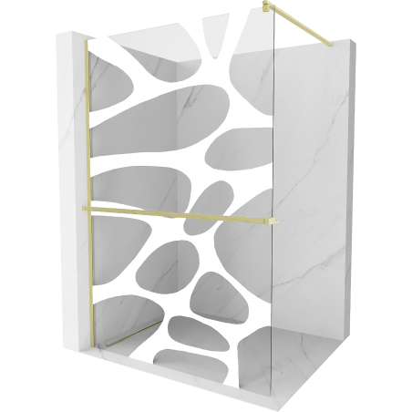 Mexen Kioto+ paroi de douche avec étagère Walk-in 100 x 200 cm, vague blanche, doré brossé - 800-100-121-55-97