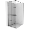 Mexen Kioto+ paroi de douche avec étagère Walk-in 70 x 200 cm, motif noir, gris fuselage brossé - 800-070-121-66-77
