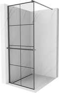 Mexen Kioto+ paroi de douche avec étagère Walk-in 80 x 200 cm, grille noire, gris canon brossé - 800-080-121-66-77