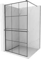 Mexen Kioto+ paroi de douche avec étagère Walk-in 110 x 200 cm, grille noire, gris gun brossé - 800-110-121-66-77