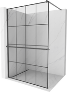 Mexen Kioto+ paroi de douche avec étagère Walk-in 140 x 200 cm, motif noir, gun gray brossé - 800-140-121-66-77
