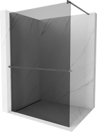 Mexen Kioto+ paroi de douche avec étagère Walk-in 80 x 200 cm, graphite, gun gray brossé - 800-080-121-66-40