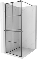 Mexen Kioto+ paroi de douche avec étagère Walk-in 70 x 200 cm, grille noire, métal canon - 800-070-121-95-77